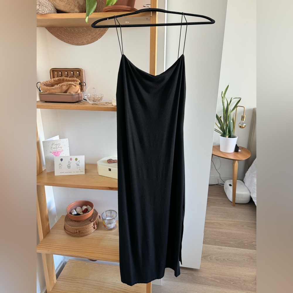 Enza Costa Black Midi Jersey Dress